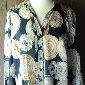 Talbots 1X Petite Summer Button Down Shirt